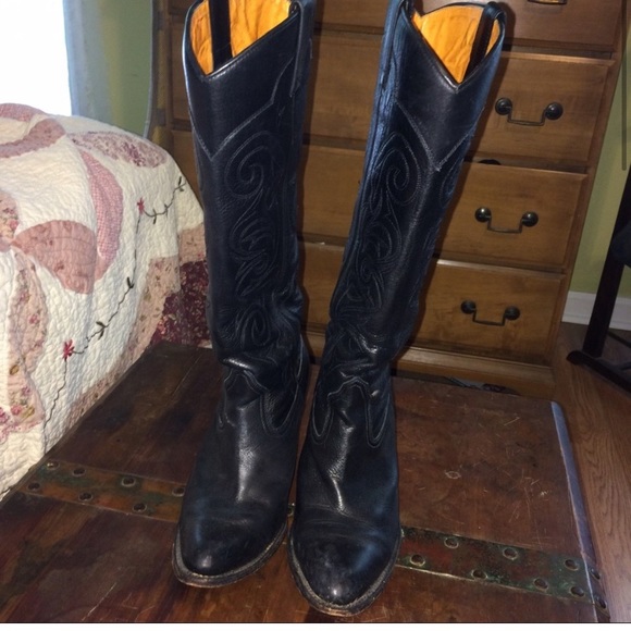 Rare FRYE Deadstock Black Leather Mustang Boots - Picture 2 of 7